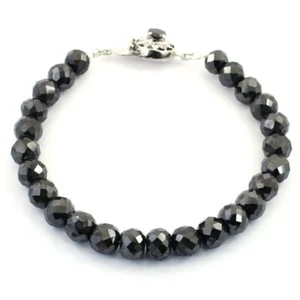 Certified 105 ct 8 mm Black Diamond Bracelet In 8 In With 925 Sterling Silver - Picture 1 of 6