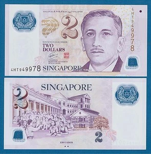 Singapore 2 P 46e, 2 triangles on back UNC Polymer ( P 46 e ) - Picture 1 of 1