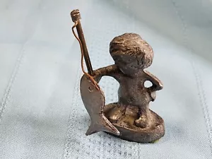 Vintage Pewter People 1960's BOY CAUGHT FISH NOT SIGNED - Picture 1 of 10