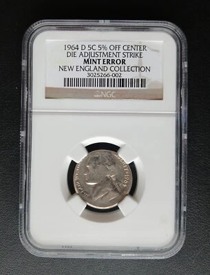 SUPER RARE 1964 DIE Adjustment Strick 5% O/C Nickel NGC PICTURES INCLUDED - Image 1 of 2