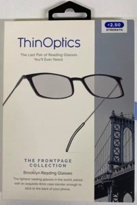 ThinOptics - Brooklyn 2.5 Strength Glasses with Milano Case - Clear Frames - Picture 1 of 3