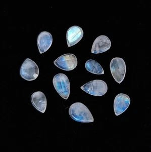14.9 Carat Natural Blue Fire Rainbow Moonstone Flat Cut Pear Shape 12 Piece Lot - Picture 1 of 24