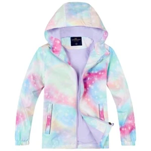 Kids Waterproof Rain Jackets Lightweight Raincoats Fleece Lined Hooded - Picture 1 of 6