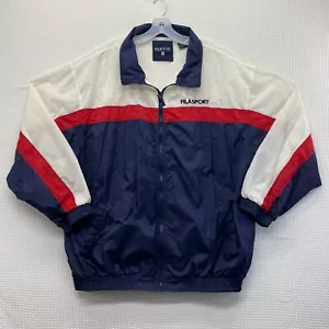 FILA Mens Windbreaker Jacket White Blue Softshell Polyester Size 2XB - Picture 1 of 8