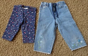 FADED GLORY/JUMPING BEANS girl's EUC sz 4 capri jean pants & star leggings (2) - Picture 1 of 8