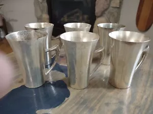 Set Of 6 Vintage Benedict Sheffield, Nickel Silver 5" Mugs Marked 1384 - Picture 1 of 7