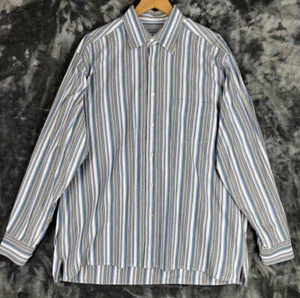 Martin Gordon Shirt Men’s Large Blue University Stripes Long Sleeve Button Up - Picture 1 of 9