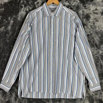 Martin Gordon Shirt Men’s Large Blue University Stripes Long Sleeve Button Up - Image 1 of 4
