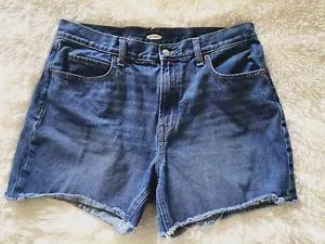 Old Navy Cut-Off Jean Shorts Women's Size 12 Blue Denim Frayed Hem High Rise - Picture 1 of 4