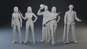 The Avengers TV SHOW John Steed Emma Peel 3D Printed 5 Figure Set 1:24 scale - Picture 1 of 1