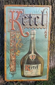 Antiguo letrero de lata en relieve publicidad Ketel botella de licor pub bar hombre decoración de cueva - Imagen 1 de 20