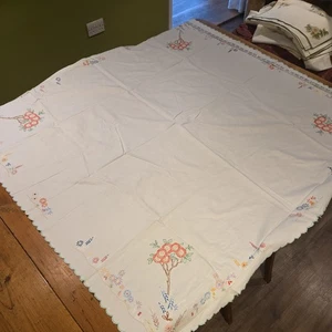Vintage handbestickte Baumwolle Tischdecke 51 x 50 cm - Bild 1 von 5