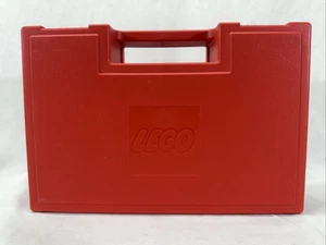 Vintage 1985 Lego rot Aufbewahrung Reise Tragetasche Legostein Verschluss mit Legosteinen - Bild 1 von 12