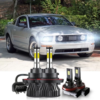 For Ford Mustang GT 2005-2012 6000K LED Headlight Hi/Low+Fog Light Combo Bulbs - Image 1 of 4