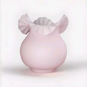 Vintage Fenton Pink Cased Satin Glass Banquet Lamp Shade Ruffled 3.75" Fitter - Picture 1 of 7