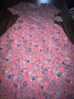 Vestido LuLaRoe Amelia Difícil de Encontrar 🌹Rosa Azul Bolsillos Plisado Rubor Rosas XL 18/20 16/18 Foto 1 de 4