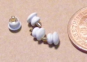Dolls House Ceramic Door Knob Set 4 Plain DIY 1:12 Scale Handles 718 Tumdee - Picture 1 of 2