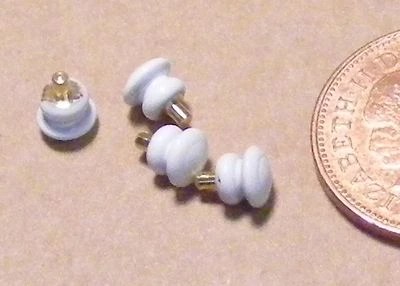 Dolls House Ceramic Door Knob Set 4 Plain DIY 1:12 Scale Handles 718 Tumdee - Image 1 of 2