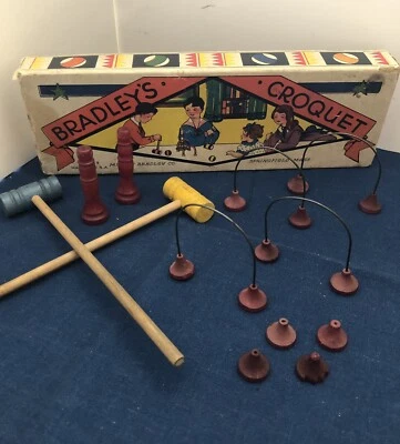 Vintage 1920s Milton Bradley #4203 Bradley's Croquet Tabletop Game, Original Box - Image 1 of 4