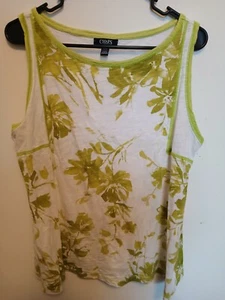 Canotta CHAPS verde lime bianca stampa floreale foglia estate misto modal XL casual - Foto 1 di 3