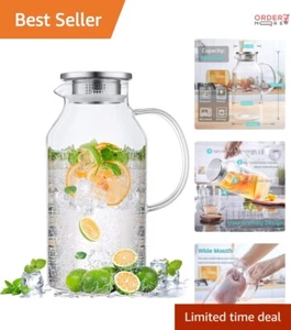 Elegant 88 oz Glass Water Pitcher with Drip-Free Spout - For Iced Tea & More - Picture 1 of 9