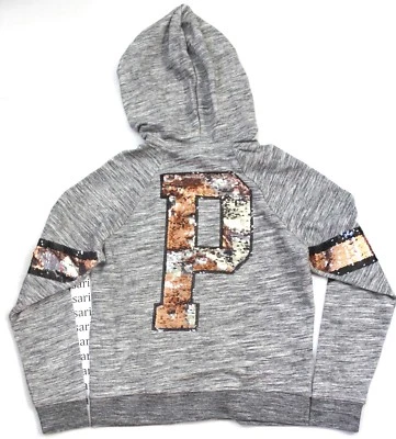 Chaqueta con Capucha Victoria's Secret ROSA Lentejuelas Bling Perfecta Cremallera Completa Gris Talla XS Foto 1 de 4