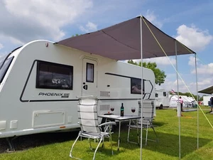 Markise Wohnwagen Campervan Sonnendach von WILD EARTH Square 2,4 x 2,4m MITTELGRAU - Bild 1 von 9