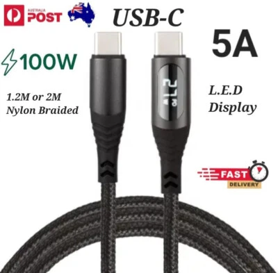 USB C Cable PD 100W Fast Charging Data Cable with LED Display 5A - image 1 of 4