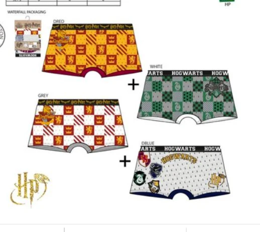 HARRY POTTER 2 Packungen Jungen Harry Porter Trunk Boxershorts Unterwäsche Bio Baumwolle