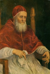 Pope Julius II by Raffaello [Raphael] (Postcard of painting in Galleria Pitti)