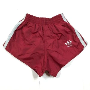 Vintage Adidas Trefoil Boys Youth S 20-22 Running Shorts Maroon Red Gray Nylon 3 - Picture 1 of 7