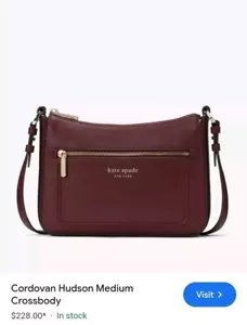 Kate Spade Hudson genarbtes Leder Umhängetasche burgunderrot 10,25 x 8 x 2", neu - Bild 1 von 22