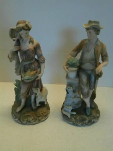 RARE ANTIQUE/VINTAGE PORCELAIN SETOF TWOFIGURINE DANISH GOURTING COUPLE ITALY - Picture 1 of 12