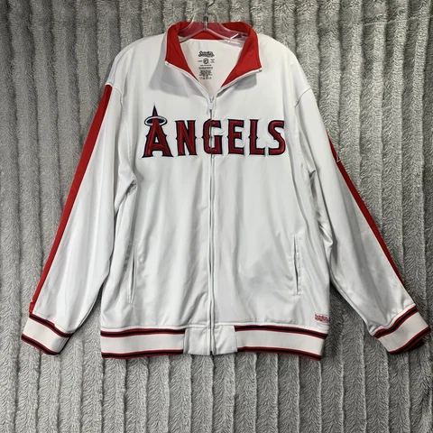 Angels Stitches Full Zip Sweater Mens Size L White And Red Cover