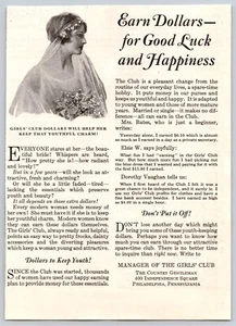 1931 STAMPA ANNUNCIO The Girl's Club The Country Gentleman Philadelphia PA Youth Keep - Foto 1 di 1