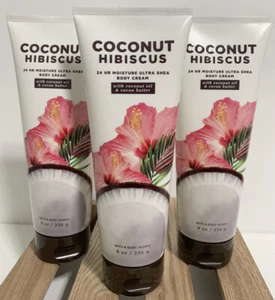 Bath & Body Works 3er-Set Kokosnuss-Hibiskus Ultra Shea Körpercreme 8 Oz. Neu - Bild 1 von 3