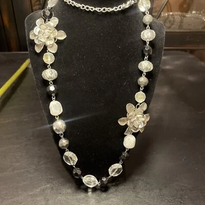 "Collar de cuentas vintage malla flores cuentas y piedras preciosas 30""" - Imagen 1 de 9