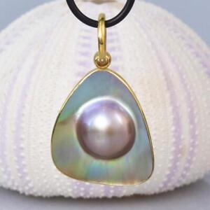 Mabe Blister Pearl Pendant with 18K Gold Vermeil over Sterling Silver 6.43 g