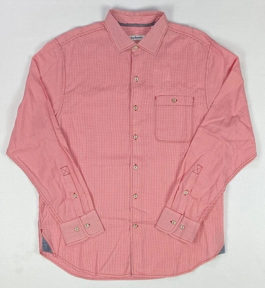 Tommy Bahama Mens L/s Twilly Check Button Front Shirt 2xl Pink Beach
