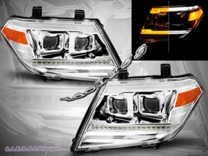 FIT FOR FRONTIER 2009-2022 PROJECTOR HEADLIGHTS CHROME DRL SWITCHBANK SEQUENTIAL - Picture 1 of 5