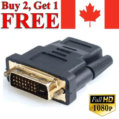 DVI-D to HDMI Adapter 24+1 Male to Female Dual Link Converter Connector - Image 1 of 4