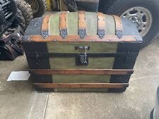 LARGE ANTIQUE VICTORIAN DOME TOP CAMELBACK WOOD & METAL CHEST STEAMER TRUNK