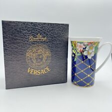 VERSACE Mug Cup Rosenthal 5" Blue Gold Floral New in Box