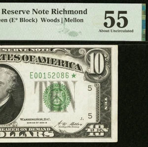 1928B $10 Federal Reserve Note PMG 55 - Redeemable in Gold - Richmond Star - Picture 1 of 4