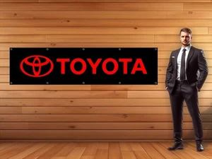 TOYOTA 24in x 96in Vinyl Banner - Garage Mancave Wall Art Racing Off Road Banner - Picture 1 of 1