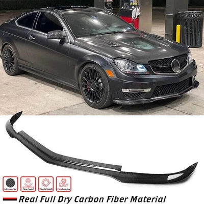 Alerón labial de parachoques delantero de carbono real apto para Mercedes Benz W204 C63 AMG 12-14 Foto 1 de 4