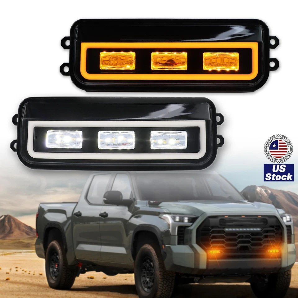 Luces antiniebla delanteras LED lámpara de conducción con giro para Toyota Tundra 2022-24 Sequoia 23-24 Foto 1 de 4