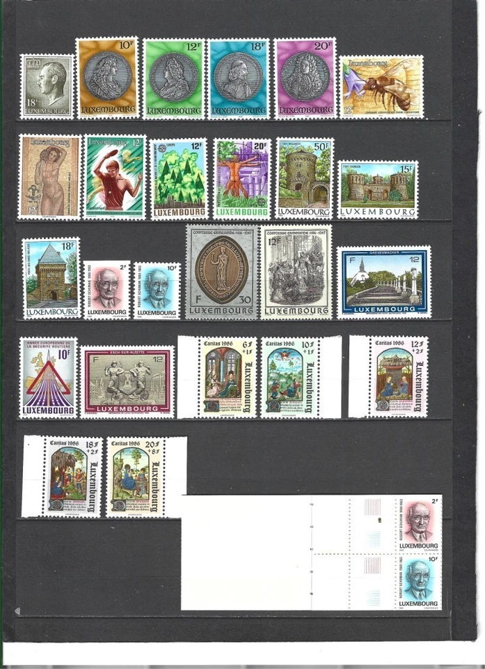 5711 - LUXEMBOURG TIMBRES ANNEE 1986 MNH**  ANNEE COMPLETE  cote : 53.75€ - Photo 1/1