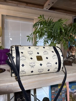 MCM White Crossbody Barrel Style Designer Handbag - #G2309 - Image 1 of 4