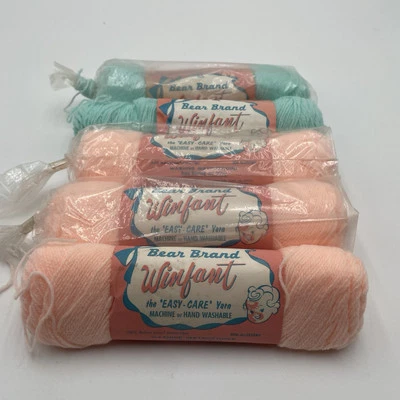 Bear Brand Winfant Yarn Lot Peach Pink Minty Green Gender Neutral Colors 3 & 58 - Image 1 of 4